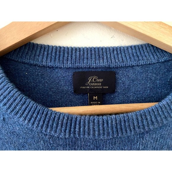 Men's  J.CREW Cariaggi  Italian 100%  Cashmere Slate Blue Sweater Medium - Picture 2 of 3